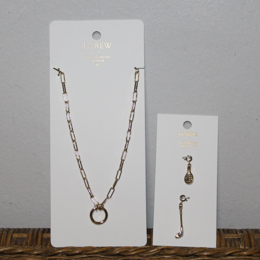 J. Crew Charm Collection 20" Necklace & Tennis and golf charms set-of-two
